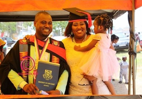 Abeiku Santana and wife Genevieve and daughter after he graduated